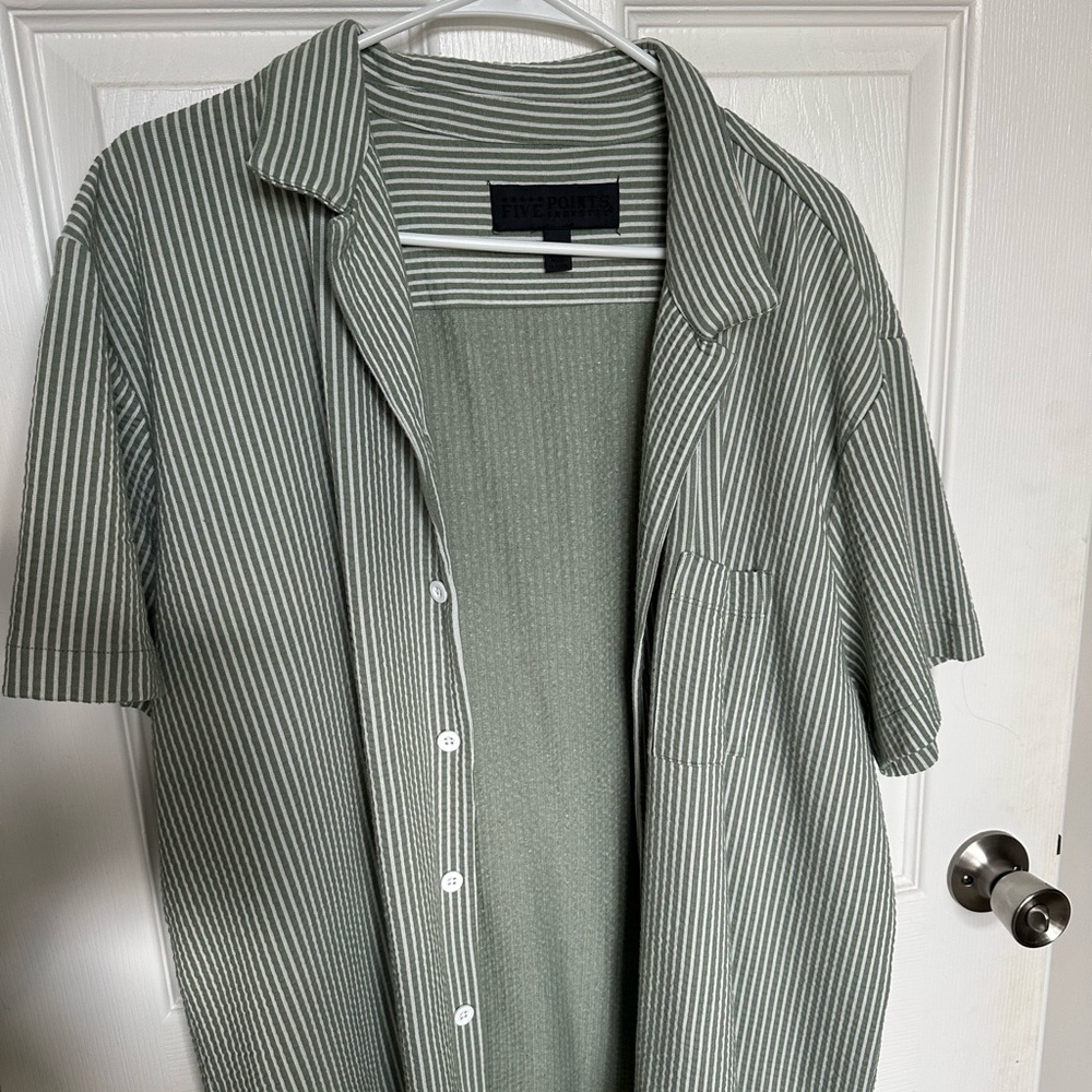 Green Striped Men's Shirt